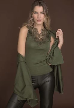 Merinowolle-Seide STOLA Schultertuch Von Artimaglia -Modische Unterwäsche stola wolle seide kaki 28600 artimaglia 2 1 1 1