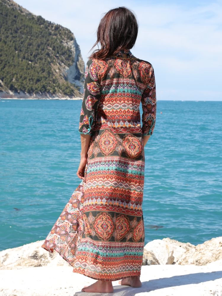 Seidenbatist Strandkleid BERENICE VERDE Schwarz-bunt Von Laetitia Beachwear 6 Seidenbatist Strandkleid BERENICE VERDE Schwarz-bunt Von Laetitia Beachwear – Bild 4