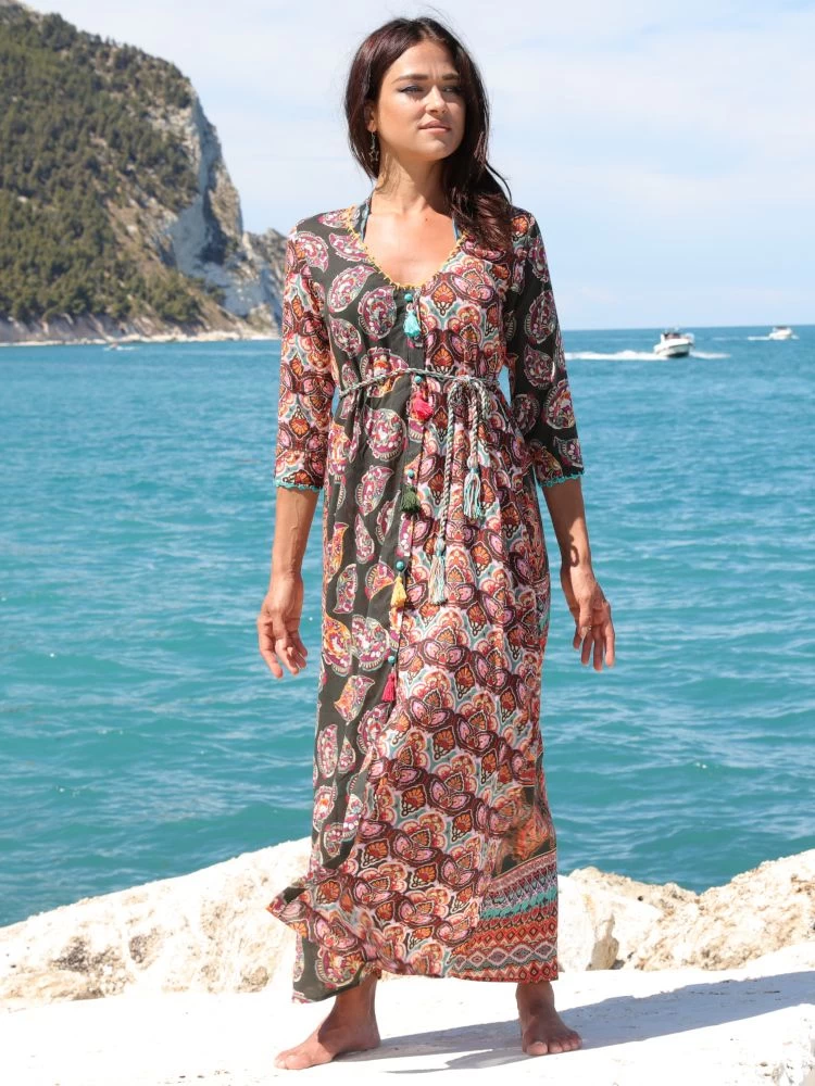 Seidenbatist Strandkleid BERENICE VERDE Schwarz-bunt Von Laetitia Beachwear 4 Seidenbatist Strandkleid BERENICE VERDE Schwarz-bunt Von Laetitia Beachwear – Bild 2