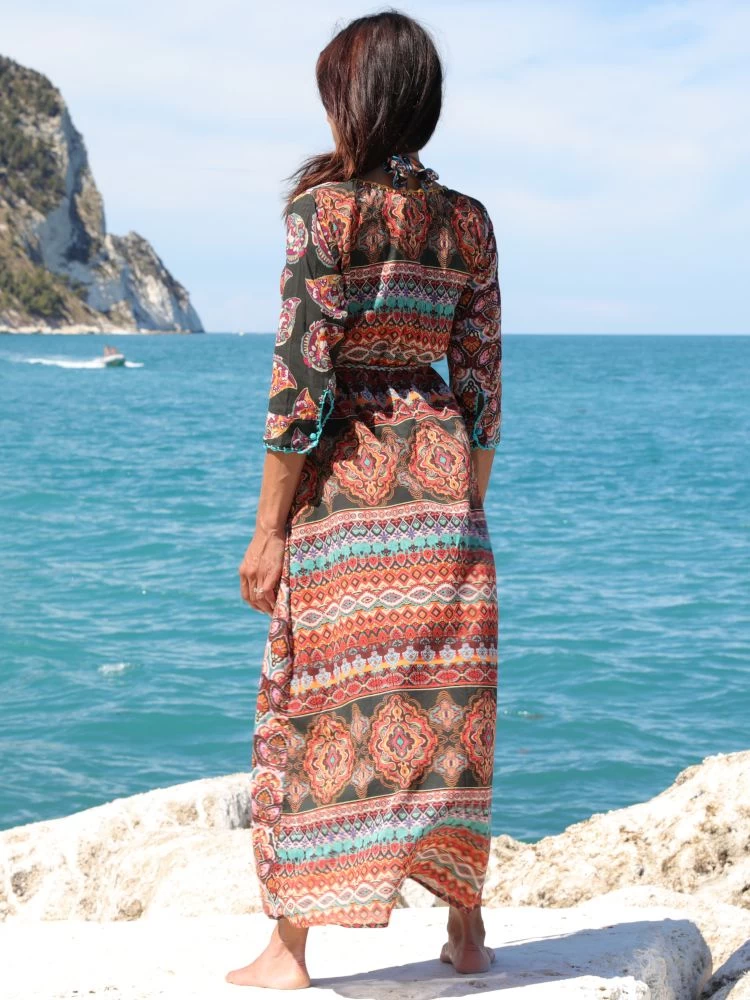 Seidenbatist Strandkleid BERENICE VERDE Schwarz-bunt Von Laetitia Beachwear 8 Seidenbatist Strandkleid BERENICE VERDE Schwarz-bunt Von Laetitia Beachwear – Bild 6