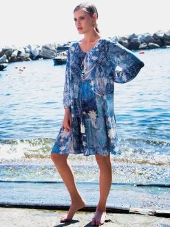 Viscose Tunika AVIO Blau-weiß Von Chiara Fiorini 7 Viscose Tunika AVIO Blau-weiß Von Chiara Fiorini -Modische Unterwäsche strandkleid blau cf1602 chiara fiorini