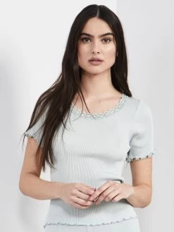 70% Seide 30% Baumwolle T-Shirt RIPP Von Eva B. Bitzer -Modische Unterwäsche t shirt crystal blue 27338233 jersey rip eva b bitzer 3 1