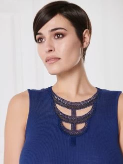 Merinowolle-Seide Trägertop Mit Glitzer Gerippt Von Oscalito -Modische Unterwäsche top lurex spitze blau 6660 oscalito