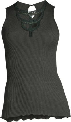 Merinowolle-Seide Trägertop Mit Glitzer Gerippt Von Oscalito -Modische Unterwäsche top lurex spitze gruen 6660 oscalito 3 5