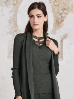 Merinowolle-Seide Trägertop Mit Glitzer Gerippt Von Oscalito -Modische Unterwäsche top lurex spitze gruen 6660 oscalito 4 5