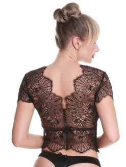 Spitze Kurzarm Top Von Prelude Milano -Modische Unterwäsche top spitze schwarz yl277 prelude milano 2 2 1