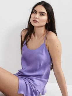 100% Seide Trägertop KLASSIK SATIN Unifarben Von Eva B. Bitzer -Modische Unterwäsche traegertop seide very peri 27318213 klassik satin eva b bitzer 3 9