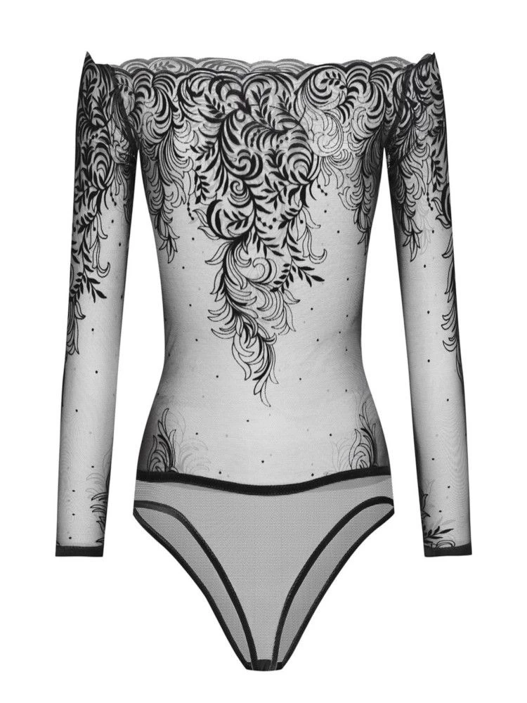 Langarm-Body ARABESQUE Tüll Schwarz Von Cadolle 8 Langarm-Body ARABESQUE Tüll Schwarz Von Cadolle – Bild 6