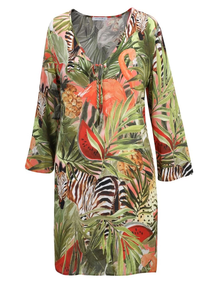 Viscose Tunika ZEBRA IN PARADISE Apricot Grün Von Fürstenberg 4 Viscose Tunika ZEBRA IN PARADISE Apricot Grün Von Fürstenberg – Bild 2