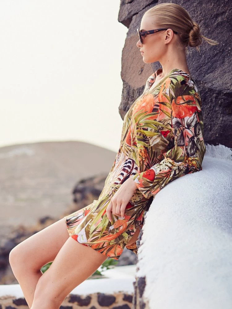 Viscose Tunika ZEBRA IN PARADISE Apricot Grün Von Fürstenberg 5 Viscose Tunika ZEBRA IN PARADISE Apricot Grün Von Fürstenberg – Bild 3