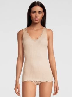Merinowolle-Seide Unterhemd Gerippt Von Oscalito -Modische Unterwäsche unterhemd camisole macrame spitze haut 6739 oscalito