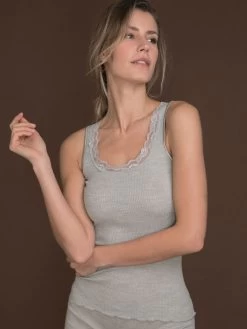 Merinowolle-Seide UNTERHEMD Gerippt Mit Spitze Von Artimaglia 15 Merinowolle-Seide UNTERHEMD Gerippt Mit Spitze Von Artimaglia -Modische Unterwäsche unterhemd wolle seide 30202 sl grigio artimaglia 5 1