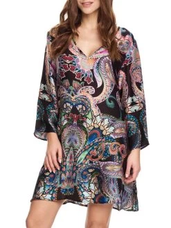 Viscose Tunika ORNELLA Aubergine-bunt Von Gattina -Modische Unterwäsche viscose tunika bunt ornella 390443 paisley gattina 1