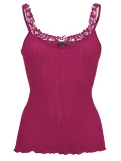 Merinowolle-Seide TRÄGER-TOP Mit Spitze Von Artimaglia -Modische Unterwäsche wolle seide shirt 67601 beere artimaglia