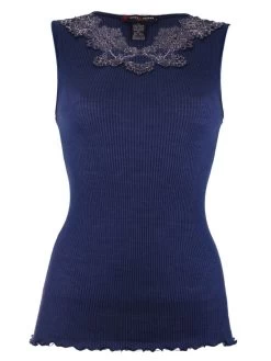 Merinowolle-Seide TOP Gerippt Von Artimaglia -Modische Unterwäsche wolle seide top 20505 dunkelblau artimaglia 1
