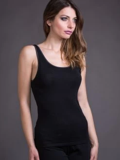 Merinowolle-Seide CAMISOLE TOP Von Artimaglia -Modische Unterwäsche wolle seide top 70702 schwarz artimaglia 2 1 4
