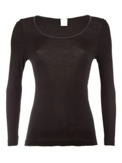 Merinowolle-Seide LANGARM SHIRT Von Artimaglia -Modische Unterwäsche wolle seide top 70704 schwarz artimaglia 1 3