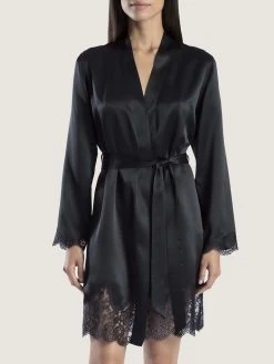 100% Seide Kimono TOI MON AMOUR Uni Farben Von Aubade -Modische Unterwäsche z kimono seide schwarz ms65 soie d amour aubade 1 1 1 1